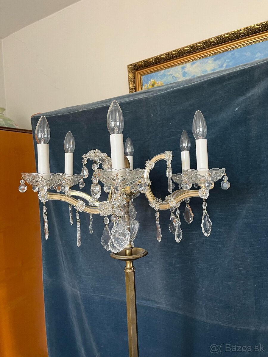 Stojaca lampa - mosadz, krištáľ - 16