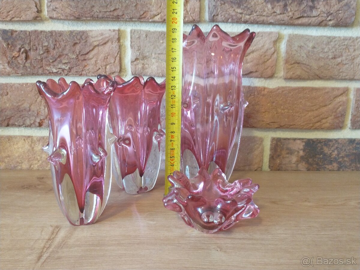 borské sklo, hutné sklo, zlatá zuzana ružová - 16