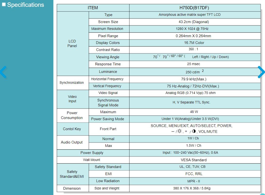 LCD monitor Hansol H750 B17DF 17" palcový - 16