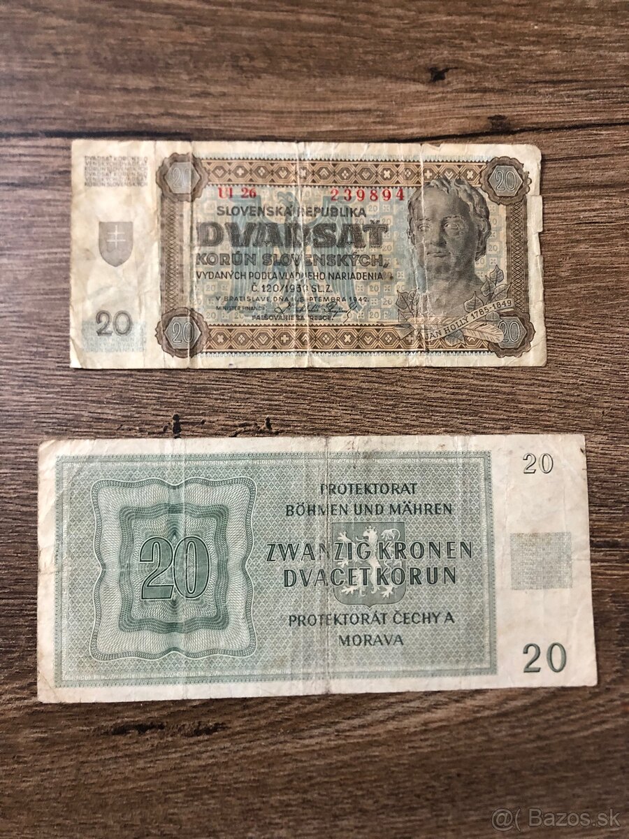 Bankovky PROTEKTORÁT a ČSR 1 - 16