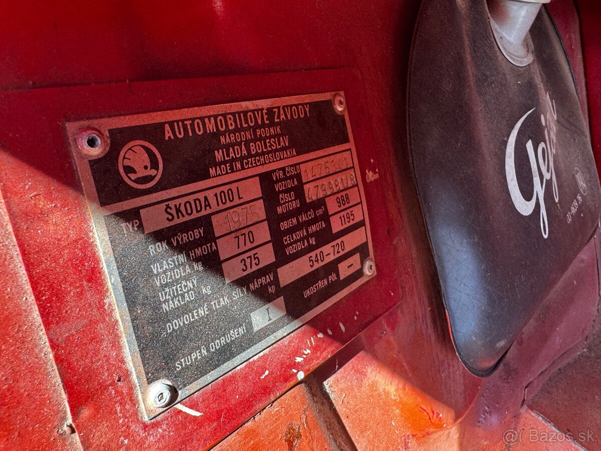 Škoda 100l rok vyroby 1975 s tp a spz - 16