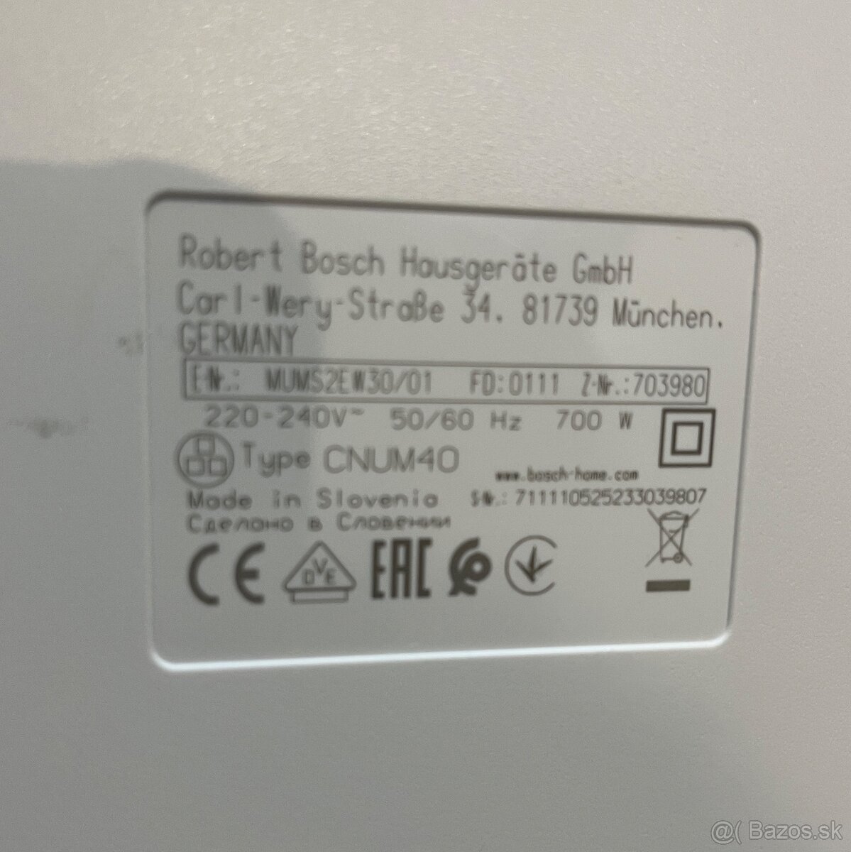 Kuchynský robot Bosch MUM Serie 2 MUMS2EW30 - 16