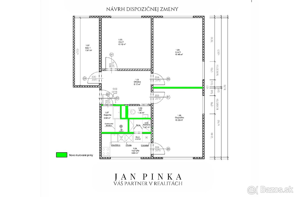 4-izbový byt v tichej časti Ružinova +komora+šatník+špajza - 16