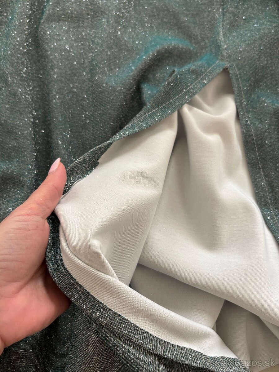 Spoločenské šaty metalic mint green - 16