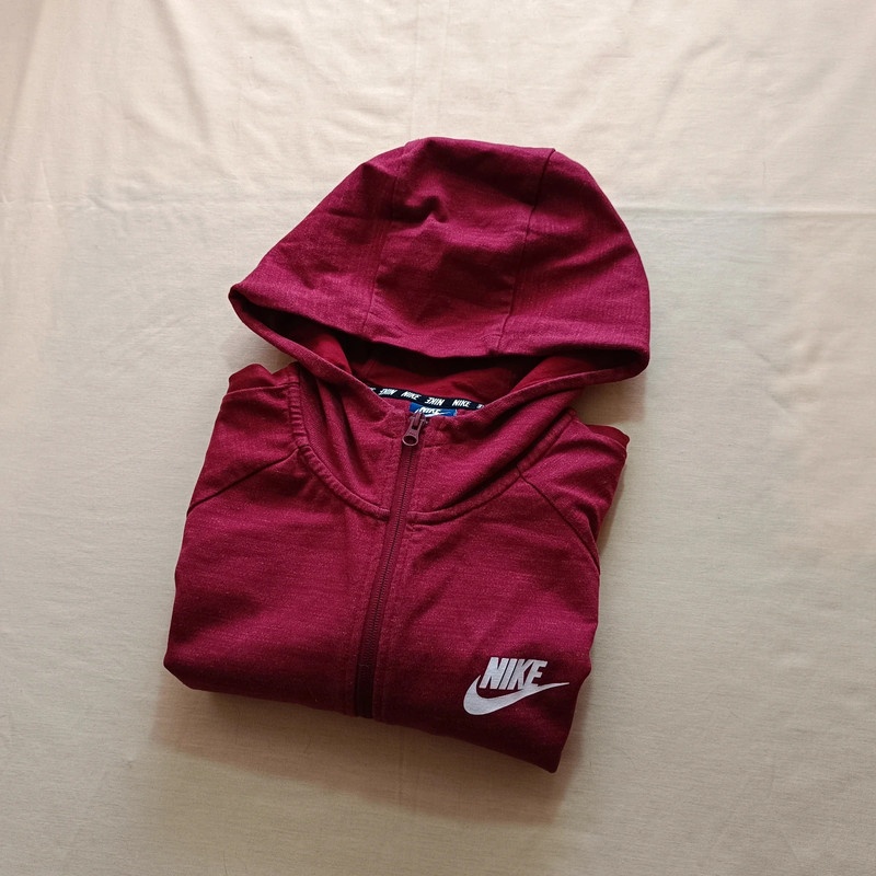 NIKE bordová mikina na zips s kapucňou M - 16