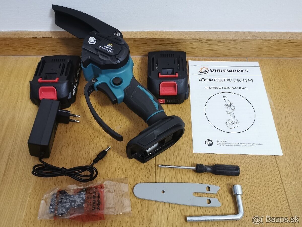 Kvalitná AKU Reťazová Píla + 2 baterky veľkosti 4", 6", 8 - 16