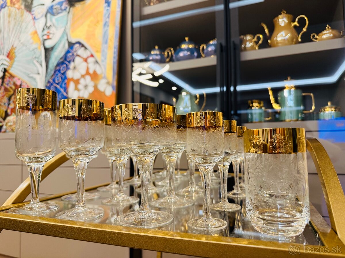 Sada pohárov z krištálového skla LR Czechoslovakia,posielam - 16