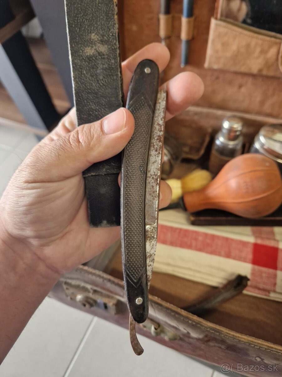Starožitný kufrík na holenie strihanie - 16