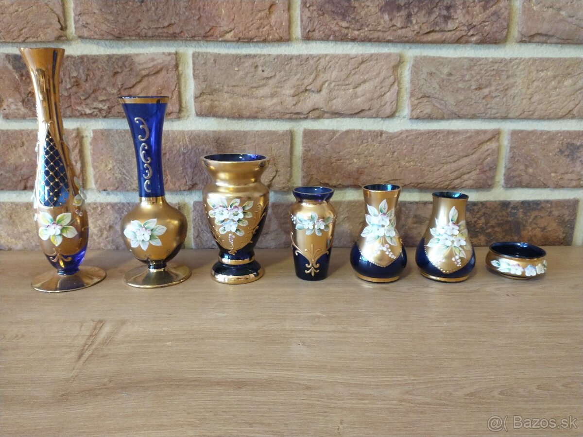 borské sklo,misa, váza, svietnik, popolník,flakón,napoleonky - 16