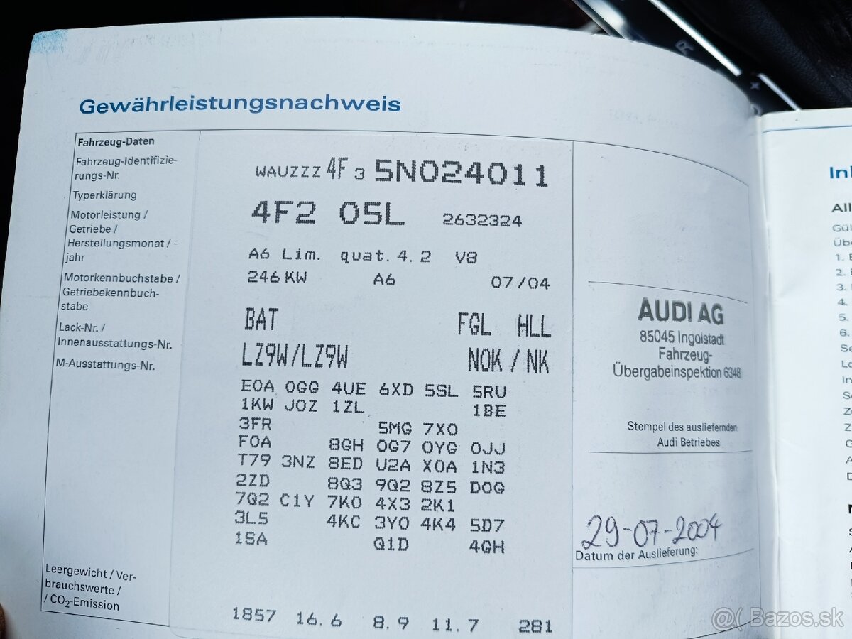 Audi A6, 4,2 benzín,V8, Quattro, r.v.7/2004, 335PS - 16