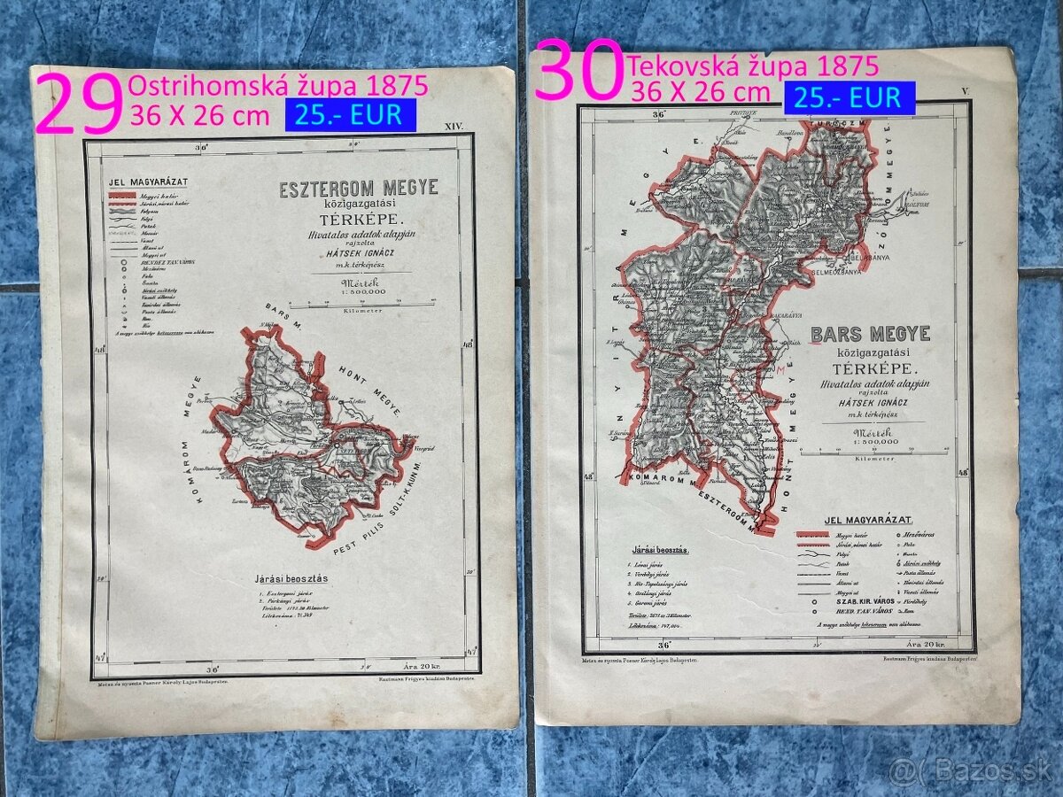 Slovenské župy 200 ročné mapy celá zbierka na predaj - 16
