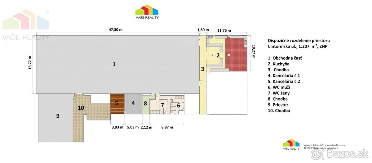 Na prenájom obchodno – reštauračný priestor, 1.207 m², BA – - 16