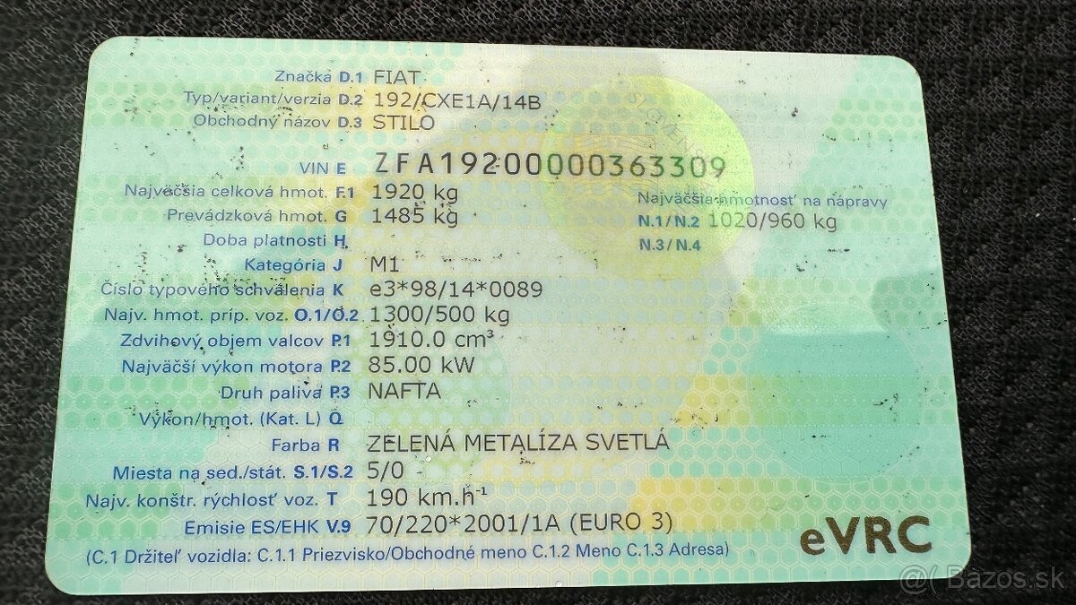 Fiat stilo 1.9jtd 85kw 1.9 combi pojazdné - 16