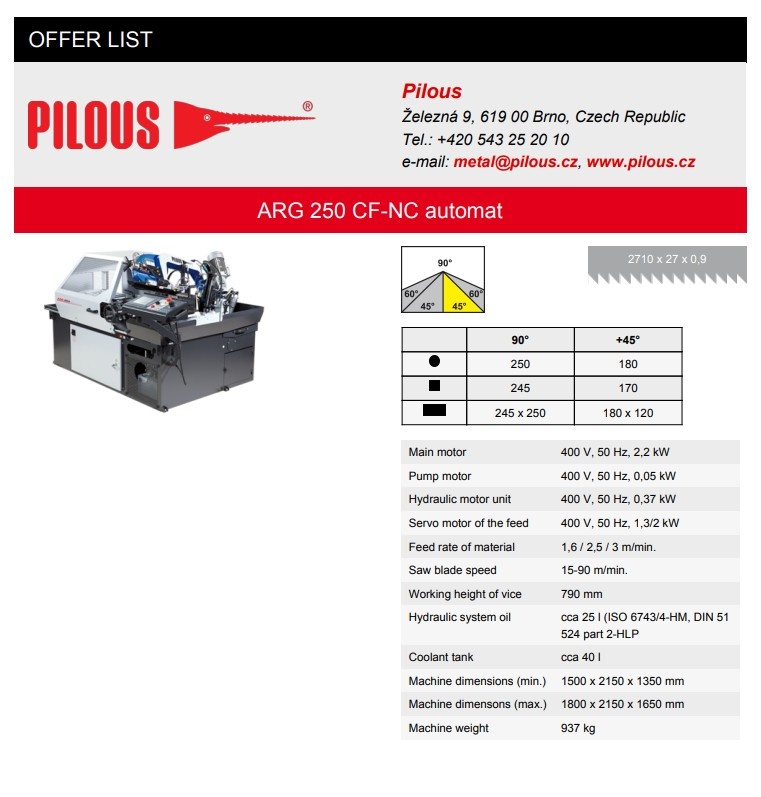 Pásová píla Pilous ARG 250 CF-NC Automat - 16