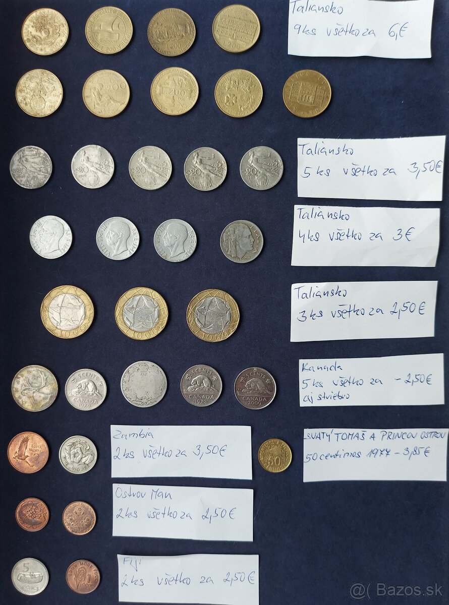 Zbierka mincí - Tunisko, Taliansko, Kanada, striebro ostrovy - 16