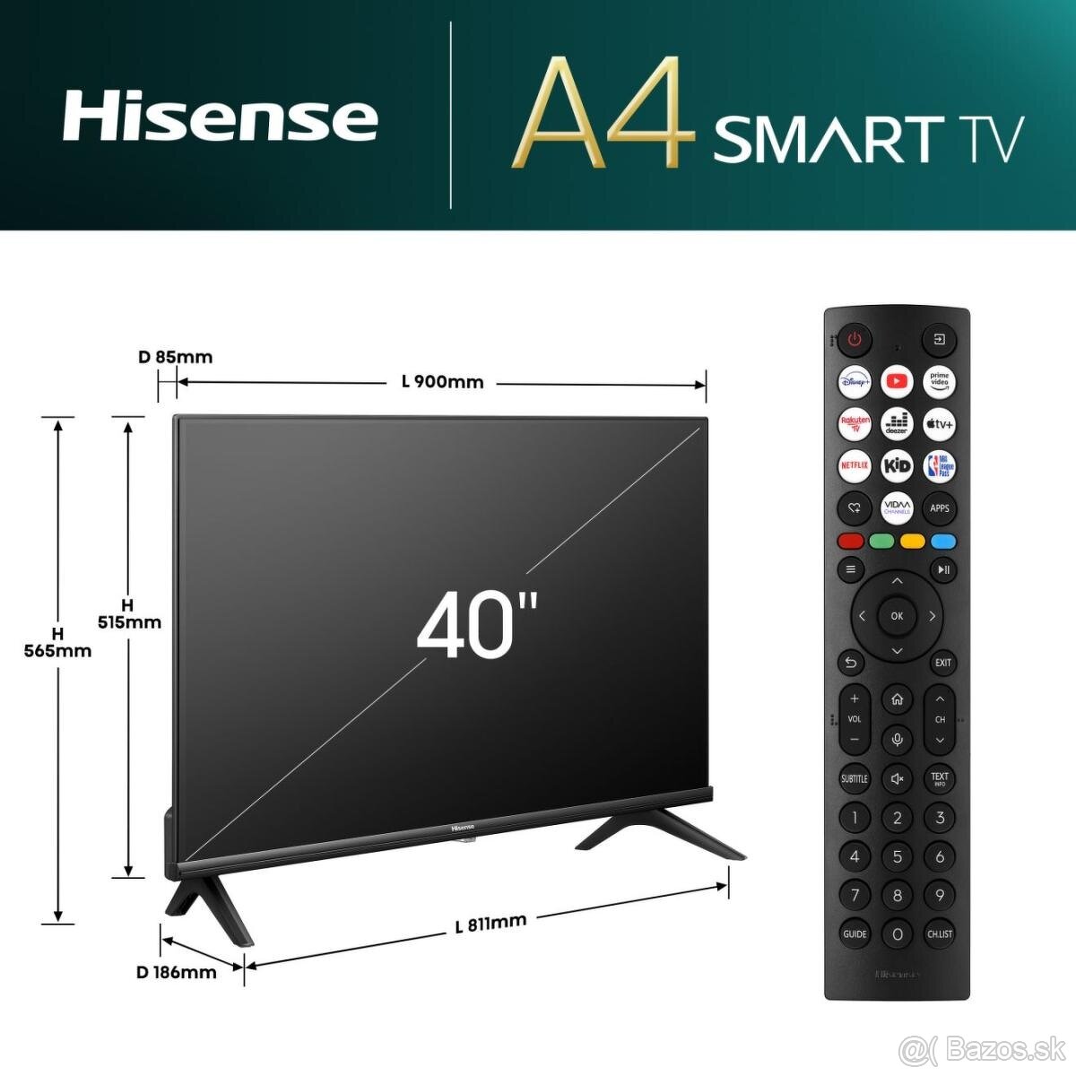 40-palcový (102 cm) SMART LED TV HISENSE 40A4N, WiFi, VIDAA. - 16