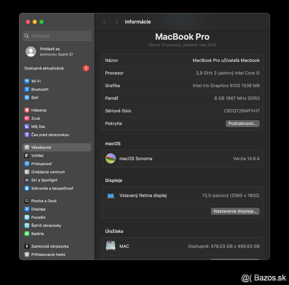 MacBook Pro (13-inch, 2015) /Intel Core i5/8GB RAM/512GB SSD - 16