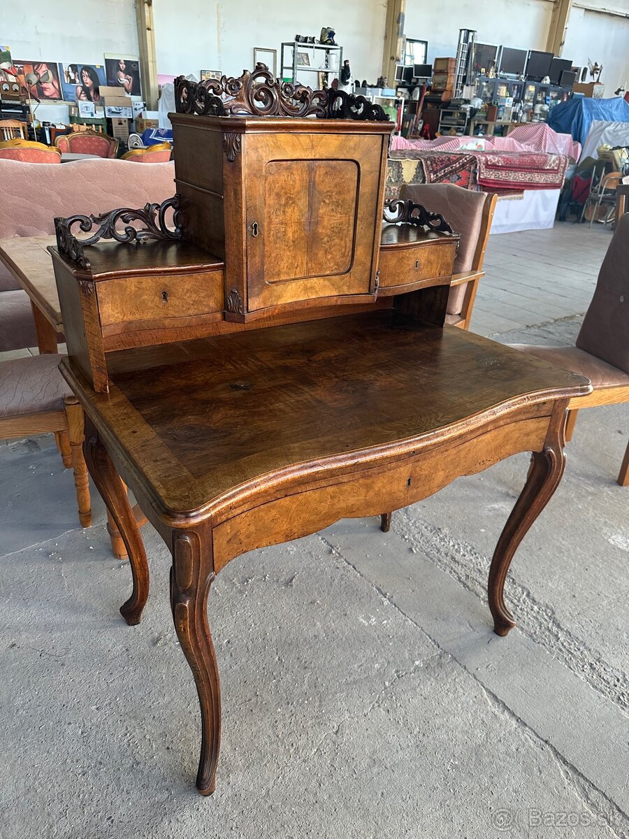 starožitný písaci stolík s nadstavbou - 16