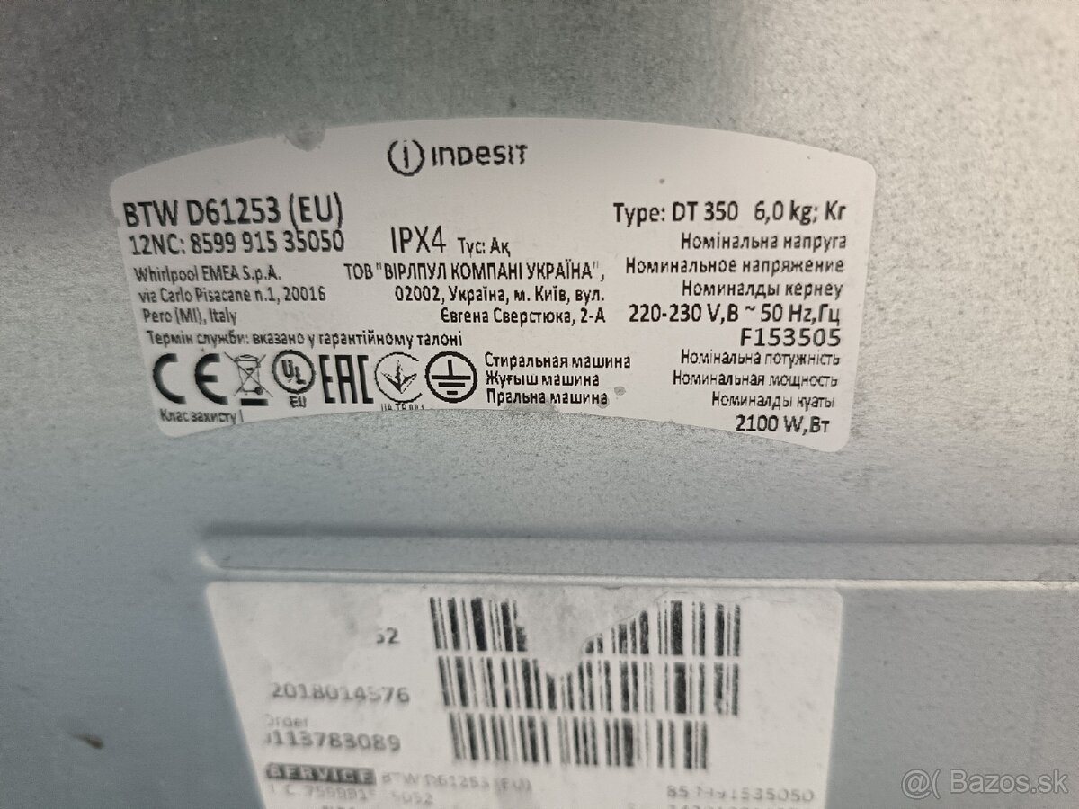 Práčka Indesit, dovoz a montáž v bratislave gratis - 16