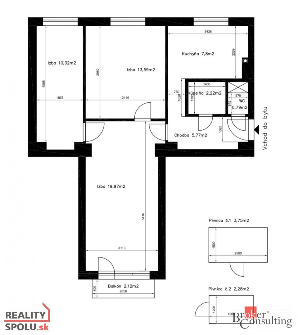 3 izbový byt, 63 m2 s balkónom, 2 pivnice, Vrbové - 16