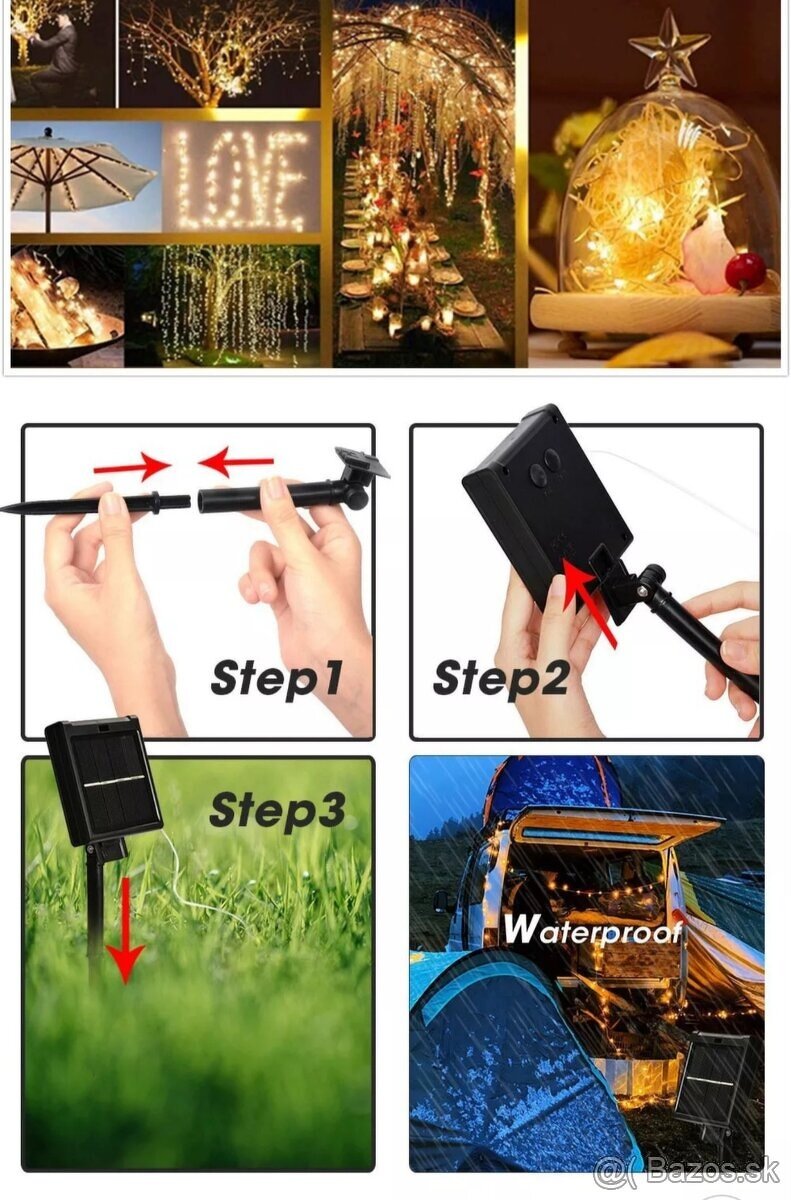 Solárne svetelné reťaze farebné - ozdobné svetielka 33m - 16