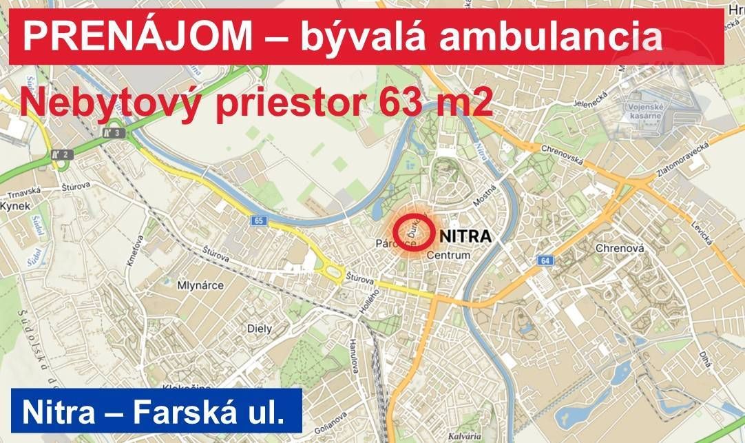 Prenájom 63 m2 komerčného priestoru “ambulancia“, ul. Farská - 16