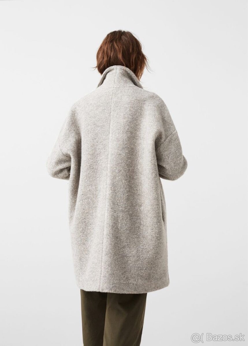 Mango Oversized béžový dámsky kabát strih coccoon XS 34 - 16