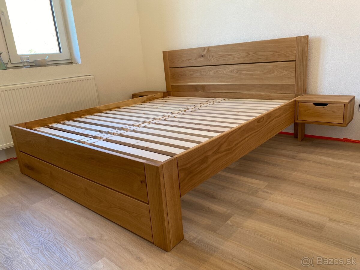 Masívna dubová posteľ 180x200cm s výsuvnými boxami - 16