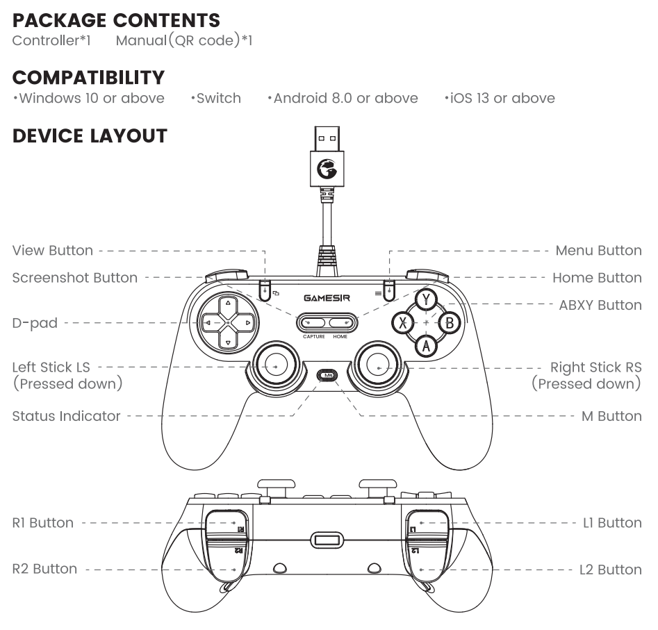 GameSir Tegenaria Lite šedý, pre PC/Steam/Switch/Android/iOS - 16