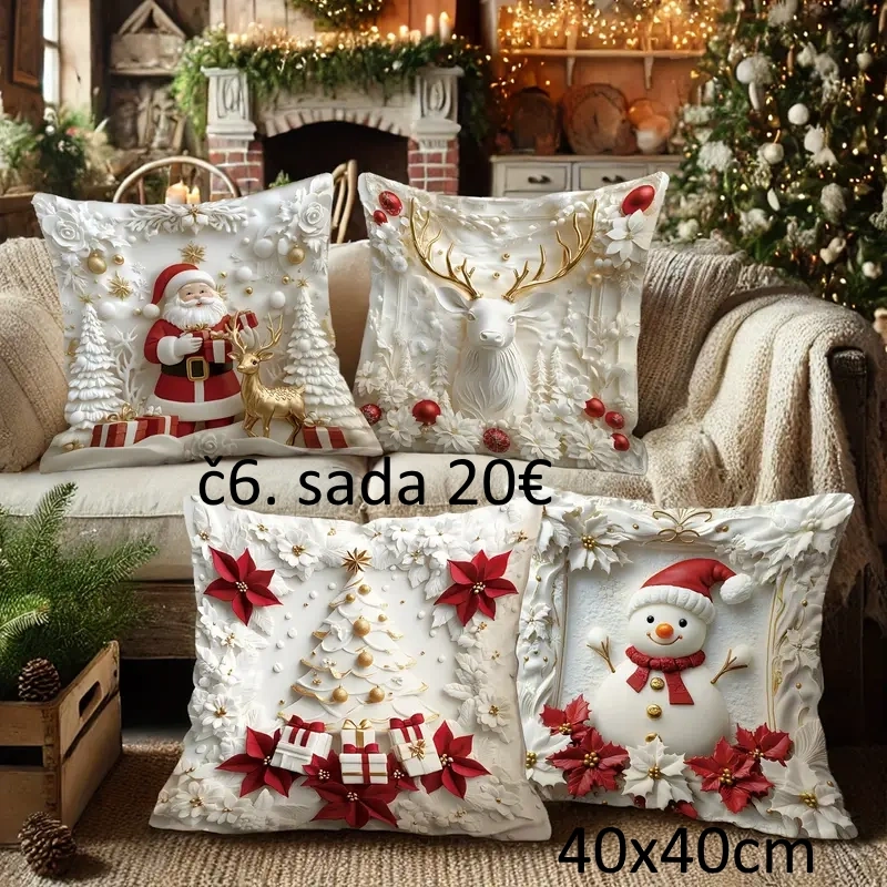 Vianočné obliečky na vankúš 40 x 40cm NOVE - 16