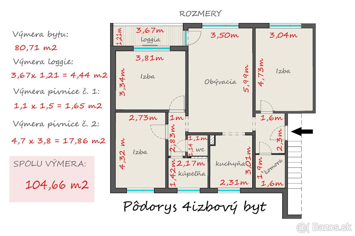 4i byt BB / FONČORDA / úžitková plocha 104 m2 - 16