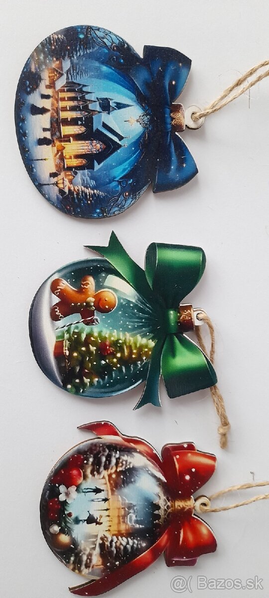 Vianočné drevené stromčeky, ozdoby - 16