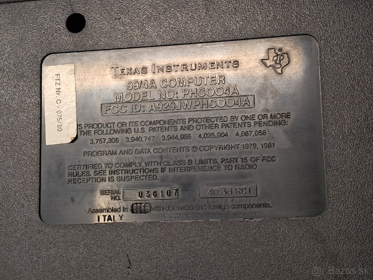 16bit HOME COMPUTER 》Texas Instrument TI-99/4A - 16