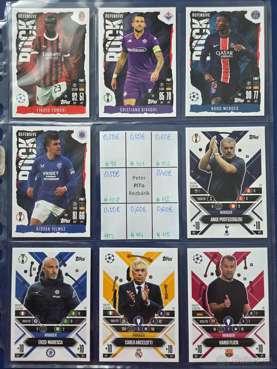 Fotbalove karticky TOPPS, Panini, cast 1/2 - 16