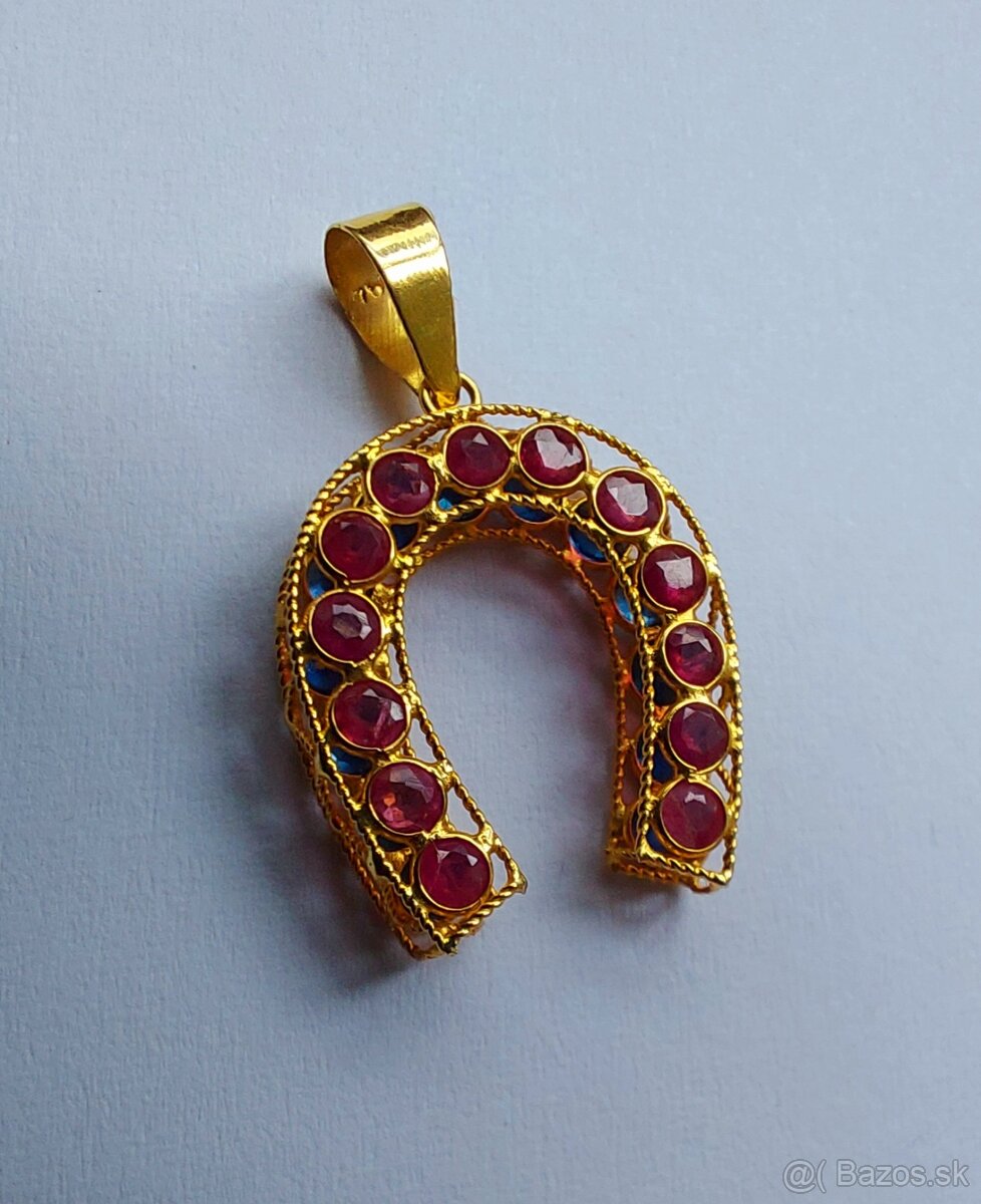 Zlatý prívesok so zafírmi a rubínmi - 16