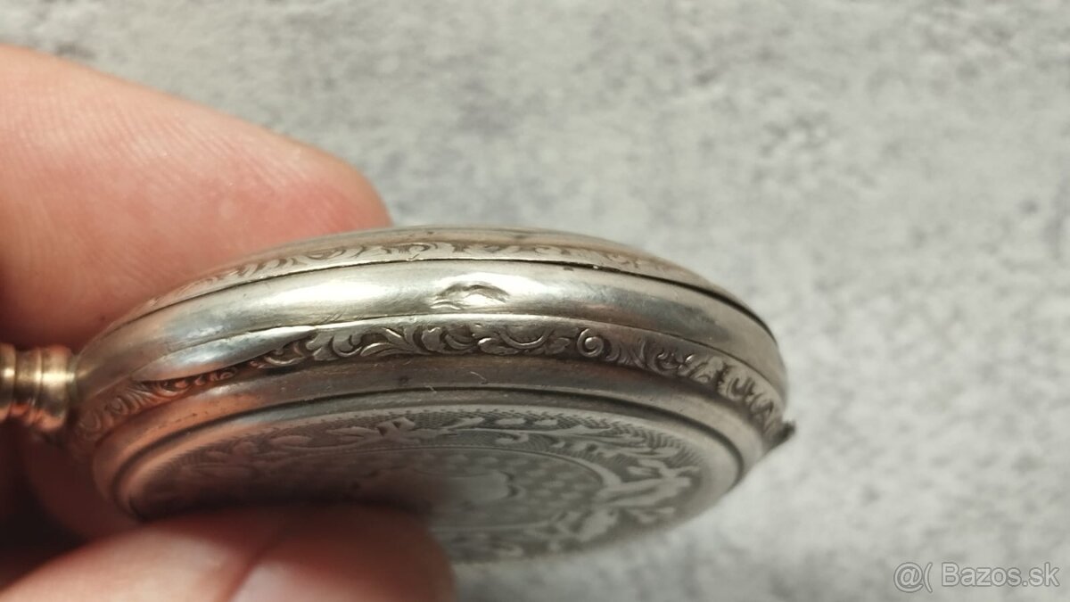 Starožitné pánské stříbrné zdobné kapesní tzv. štýrské hodin - 16