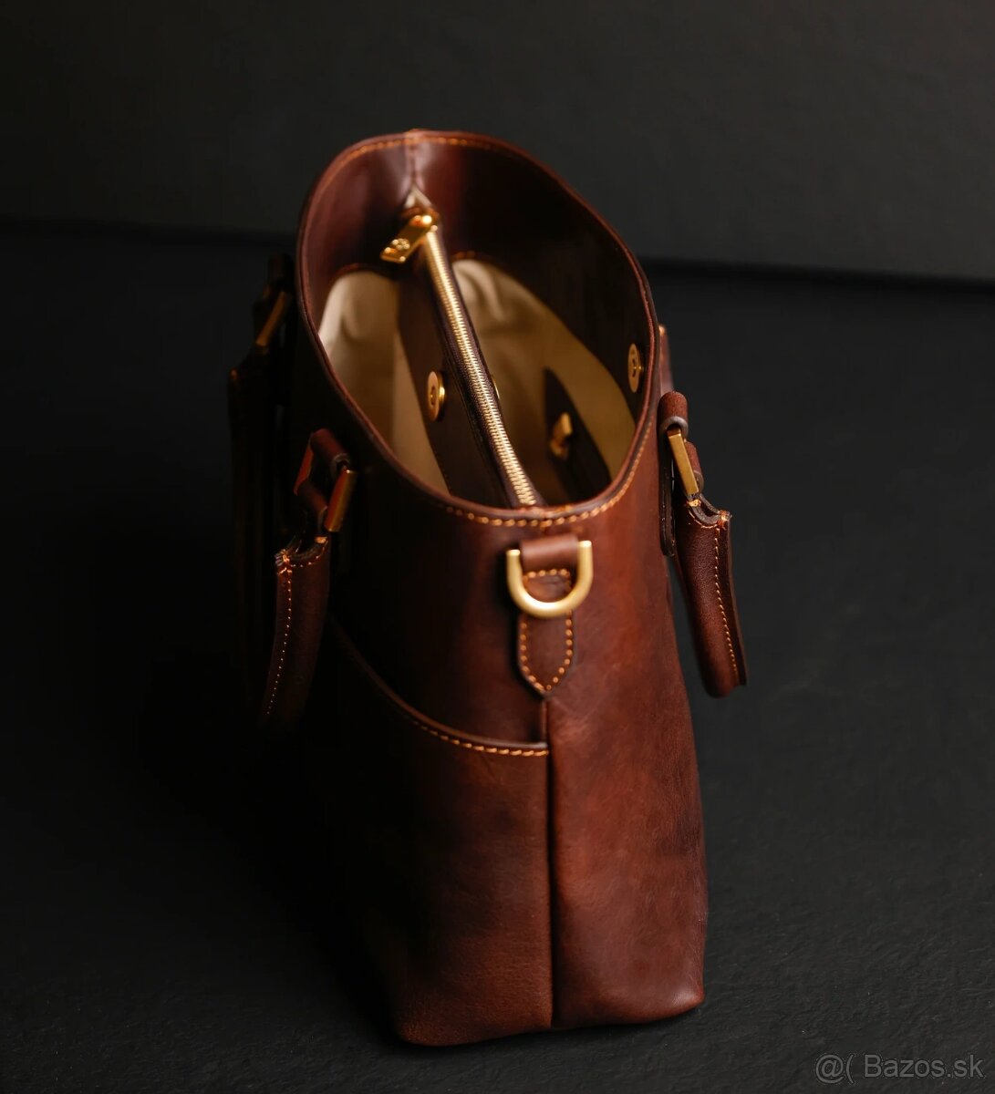 hnedá kožená kabelka - nová - 16