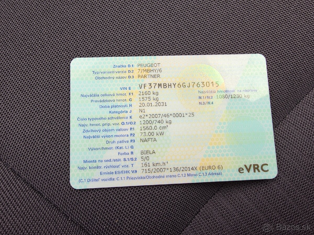 Peugeot Partner 1,6 blueHDi (73kW) 10/2016 - 16