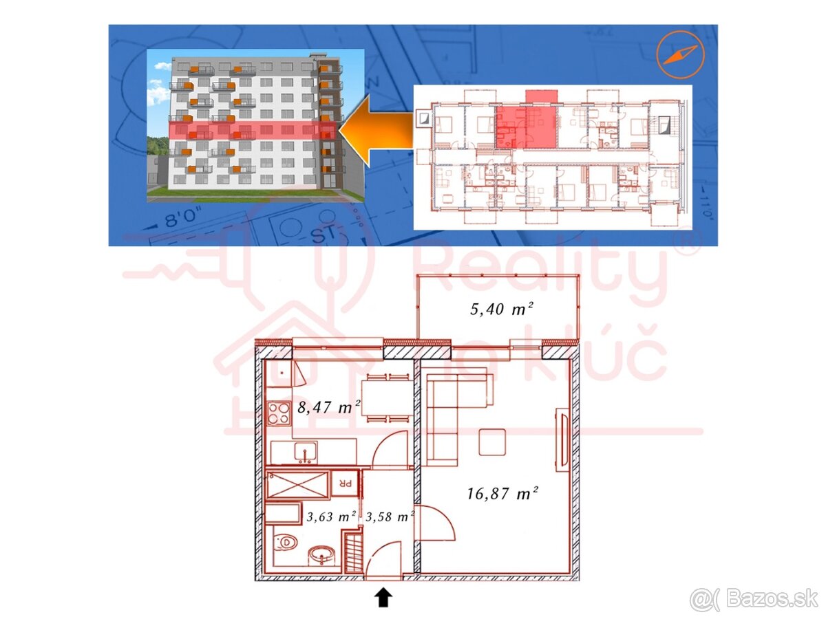 Na prenájom moderný, zrekonštruovaný 1-izbový byt s balkónom - 16
