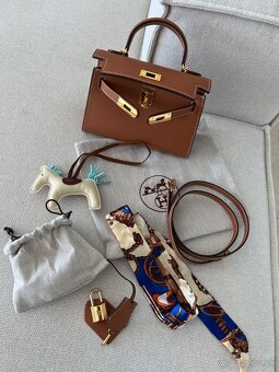 Hermes kelly mini kabelka hnedá - 16