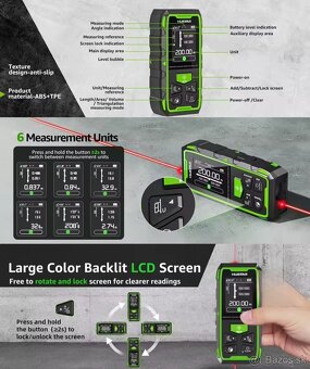 Super Smart BlueTooth jedno/dvoj Laserové Merače Vodováhy... - 16