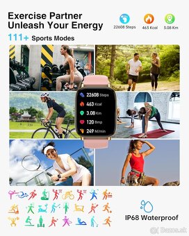 Chytré hodinky P72 – 1,85" - volanie, IP68, ružové - 16