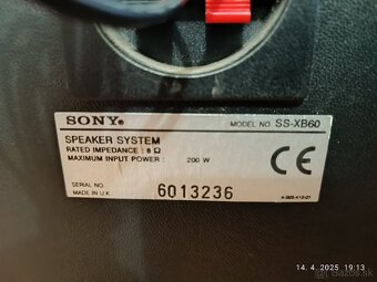 SONY XB60...2x120W RMS pri 8 ohmoch - 16