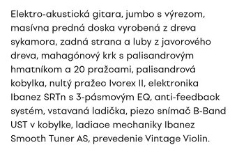Elektroakustická gitara-jumbo Ibanez AEL 20EVV1202-top stav - 16