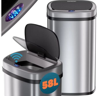 Bezdotykový odpadkový kôš s USB 58 L - biely čierny sivý - 16