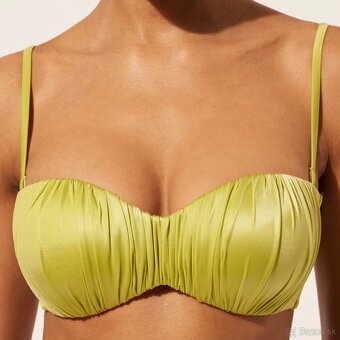 Calzedonia zelené satén bikini bandeau brazil Kendall XS - 16
