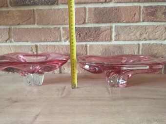 hutné sklo ružové, misa, váza - 16