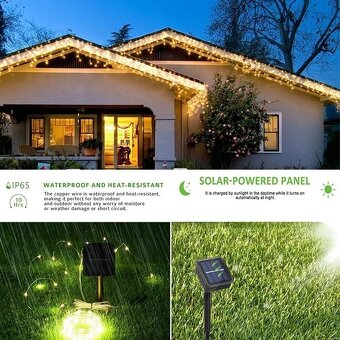 Solárne svetelné reťaze  farebné - ozdobné svetielka 33m - 16