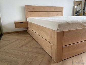Dubová posteľ - úložný priestor, výklopné rošty - 16