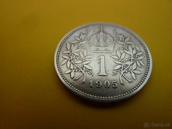 R-U vzácna strieborná 1 koruna 1905 bz vo veľmi peknom stave - 16